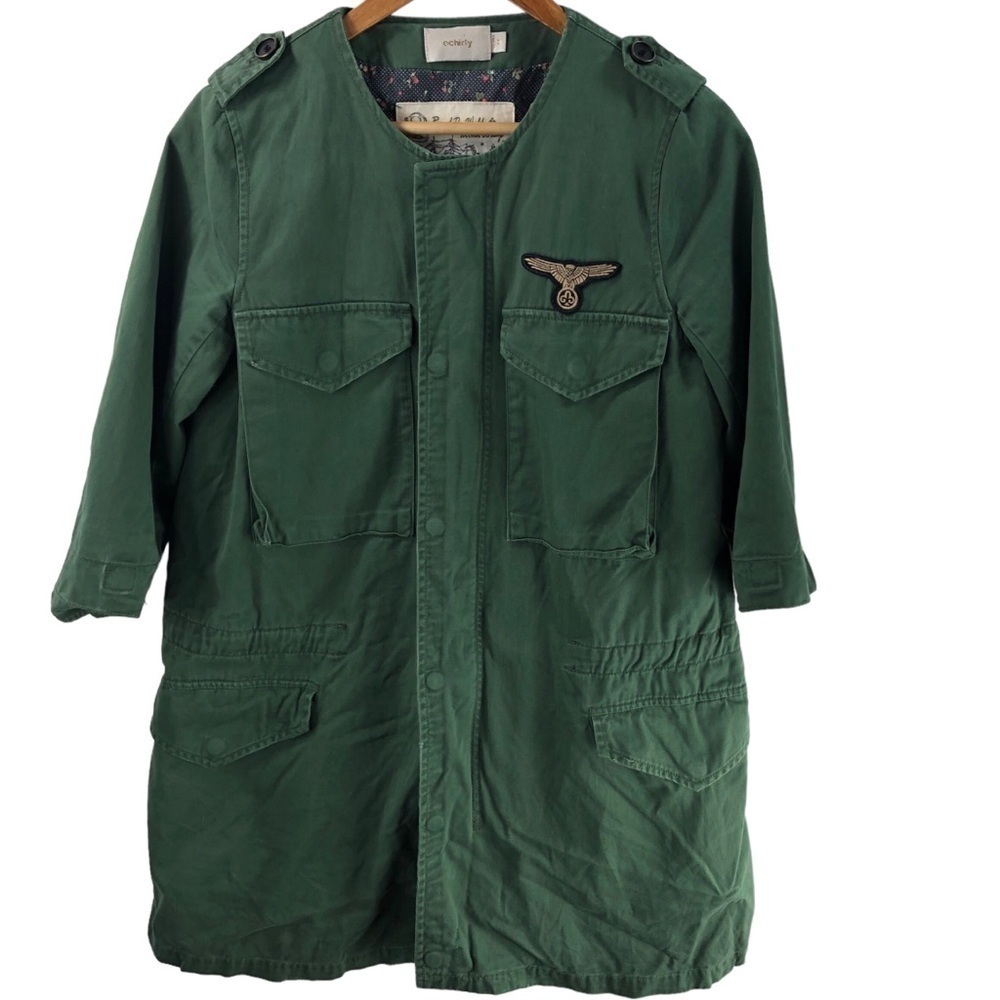 Ochirly Utility Jacket Flight Military Cargo Sz M Army Green Grunge Punk Trench - Picture 5 of 16